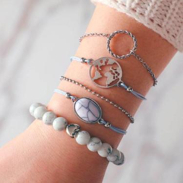 Imagem de Pulseiras Feminina K Pop Bts Bracelete Dourado Banda Moda Ci - anjo da