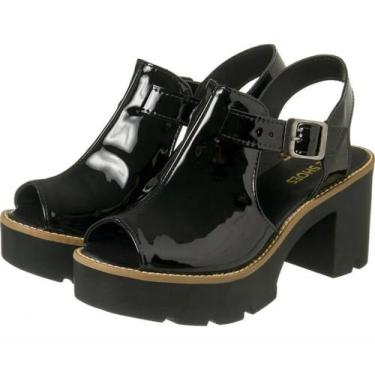 Imagem de Sandália meia pata open boot   Verniz - M.D.S CALÇADOS, Preto, 37