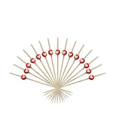 Imagem de Espeto de Bambu Komati Red Hearts - C/50 Unidades