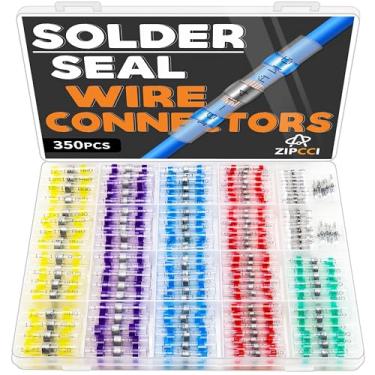 Imagem de ZIPCCI Kit de Conectores de Fio de 350 Unidades - Conectores de Fio de Vedação de Solda, Conectores de Extremidade Termorretráteis, Emenda de Terminal Elétrico À Prova D'Água, Fiação de Calibre de Gra