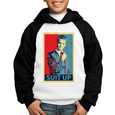 Imagem de Moletom Infantil Suit Up Barney Stinson - Foca na Moda, Branco, Preto,