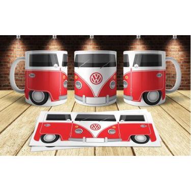 Imagem de Caneca Porcelana Marcas Carros Kombi Perua Van Vermelha Red - Alabama 