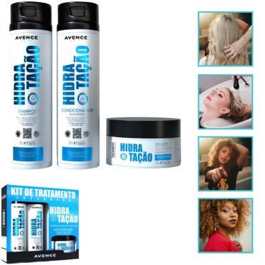 Imagem de Kit Shampoo + Condicionador + Máscara 300gr Hidratação Salão Casa Cabelos Lisos Cachos Professional