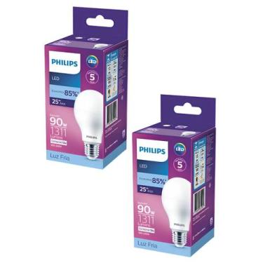 Imagem de Kit 2 Lâmpada Led Bulbo 13w = 90w 1311lm Bivolt Philips 6500k branca C