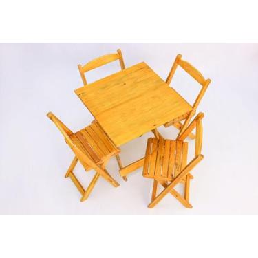 Imagem de Mesa Dobrável premium 70x70 C/ 4 Cadeiras Bar E Lazer Mel - Madeira Fi