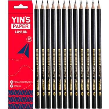 Imagem de Lapis preto redondo hb yins paper com 12 pecas 17,5cm