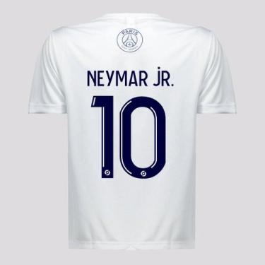 Imagem de Camisa PSG Celery 10 Neymar Jr Infantil Branca - Braziline, 2 ANOS