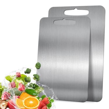 Imagem de Tábua de corte de titânio, tábuas de corte de titânio 100% puro para cozinha, placa de titânio de grau alimentício para cozinhar em casa, acampamento, preparação de refeições, tábua de corte polida à