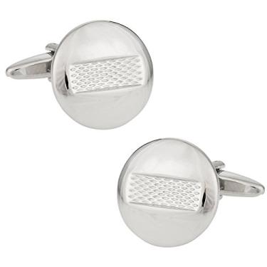 Imagem de Abotoaduras prateadas com caixa de apresentação Cuff-Daddy redondas