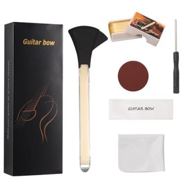 Imagem de Kit de arco de guitarra, 2 em 1 crina de cavalo de liga de alumínio, arco Picasso com pano de lixa de resina ferramentas divertidas para tocar instrumentos acústicos criam sons de violino e violoncelo