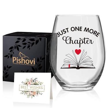 Imagem de Pishovi Just One More Chapter Taça de vinho com caixa de presente, presentes de Natal para amantes de livros, presentes de aniversário para amantes de livros, amantes de vinho, presentes de