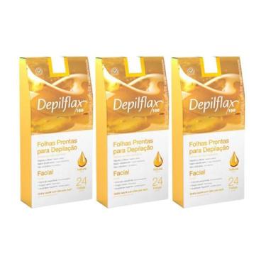 Imagem de Depilflax Folhas Prontas Facial c/ 24 Natural - 3 Unidades