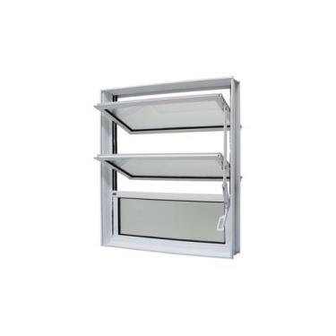 Imagem de Janela Basculante em Alumínio Branco Caribe Max 60x60x6cm 3 folhas Jap