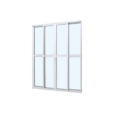 Imagem de Porta de Correr em Alumínio Branco Caribe Max 215x200x11,8cm 4 Folhas 