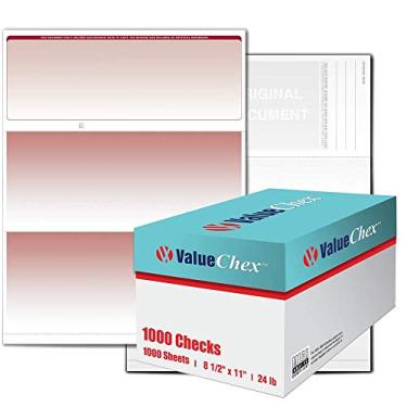 Imagem de VersaCheck ValueChex Papel cheque em branco - Formulário nº 1000 Verificação de voucher comercial na parte superior - Borgonha - Graduado - 1000 folhas/1000 cheques