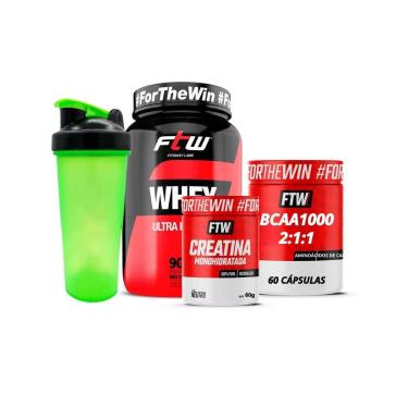Imagem de Combo Whey Ultra + Bcaa 60 cps + Creatina 60g + Coqueteleira - Ftw-Unissex