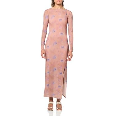 Imagem de HUGO Vestido longo feminino de malha de manga comprida, Flores pretas, G