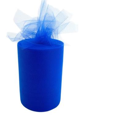 Imagem de Rolo de tecido de tule | 15 cm por 100 jardas | Carretel de poliéster para artesanato, decorações de tutu, casamentos, fantasias, saias, festas e mais – da Craft Forge (azul)