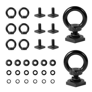 Imagem de DXNQ 8 PCS T Track Mount Tie Down Anchor para rack de teto, M8 resistente aço inoxidável T Slot Bolt Tie Down Rings Kit de ancoragem, T Track Bolts Acessório para segurar ganchos de corda de corda