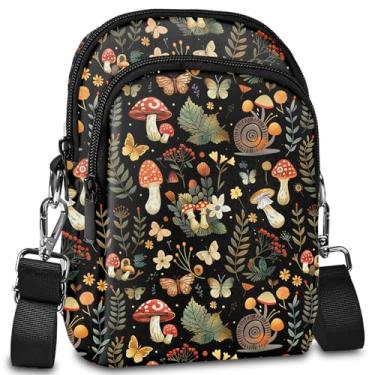 Imagem de LYEMVHE Bolsa transversal feminina leve, pequena, à prova d'água, carteira de telefone com compartimentos para cartões e alça ajustável, Marrom, Bolsa transversal