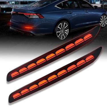 Imagem de PGTOPONE Refletores de para-choque traseiro de LED fumado lâmpadas de freio de neblina compatíveis com Honda Accord 2023-up EX LX/EX/sport Hybrid/EX-L Hybird/sport-L Hybrid/Touring Hybird (refletor fumaçado)