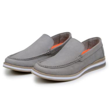 Imagem de Mocassim Masculino Couro Legitimo Calce Fácil - Multimarcas, Cinza cla
