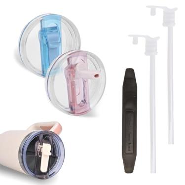 Imagem de Pacote com 2 tampas ProTour removíveis para copo Stanley de 1,134 g, com tampas Stanley à prova de vazamento, tampa de canudo flip para Stanley, tampas de copo sem derramamento, acessórios de copo