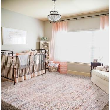 Imagem de Tapete grande para sala de estar, 20 x 25 cm, lavável à máquina, tapete rosa, rosa, rosa, rosa, antiderrapante, vermelho e cinza