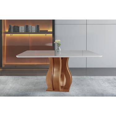 Imagem de Mesa 8 Lugares Tampo Vidro/MDF Sala de Jantar 135x135cm Nuance Yescasa