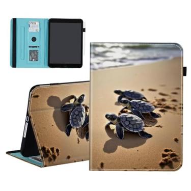 Imagem de smauncucn Capa para Samsung Galaxy Tab S9 FE 5G 10,9 polegadas/Tab S9 11 polegadas 2023, carteira de couro PU, suporte multi-ângulo com auto despertar/dormir, linda praia de tartarugas marinhas
