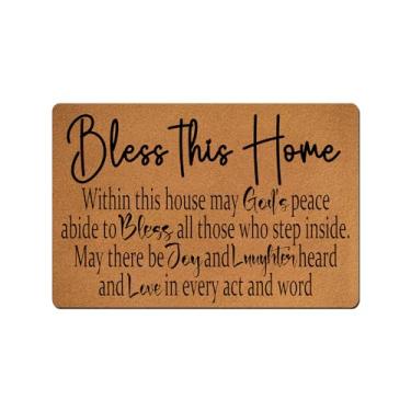 Imagem de VUZUCOSH Tapetes engraçados de boas-vindas, tapete de porta, capacho engraçado, tapetes de cozinha, tapete de banheiro de borracha antiderrapante 60 cm x 40 cm (Bless This Home)