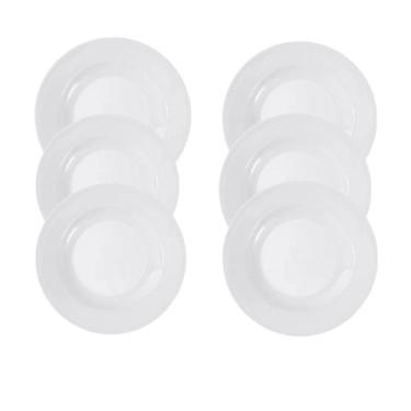 Imagem de Jogo Jantar 6 Pçs Prato Fundo Branco Melamina 25cm - Sakes