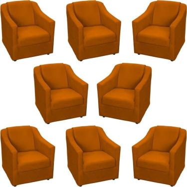 Imagem de Kit 8 Poltronas Mila Pé De Plástico Cromado - Terracota Suede