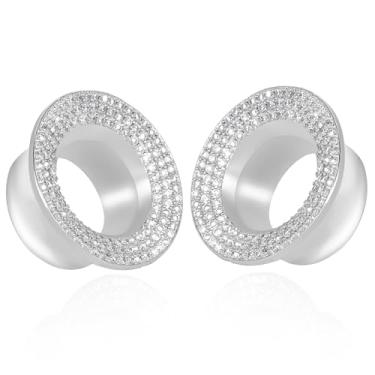 Imagem de Vankula 2 alargadores de orelha de zircônia cúbica de aço inoxidável 316L, alargador de orelha, extensor, calibres de túnel, 8mm(0G), Aço inoxidável, Sem Pedra Preciosa