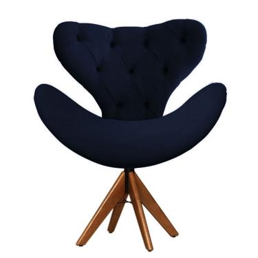 Imagem de Cadeira Egg Capitonê Azul Marinho Giratória Madeira
