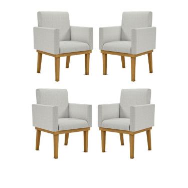 Imagem de Kit 04 Cadeiras Escritório Reforçadas Recepção Luxo Cinza