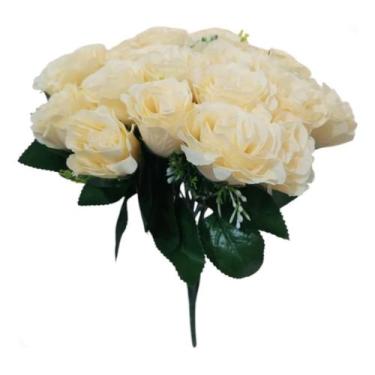 Imagem de Buquê Com 24 Rosas Artificiais Grande 40cm Flores Arranjo - Mega Varie