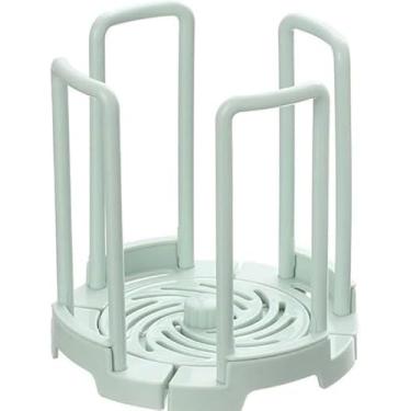 Imagem de Escorredor de Pratos Organizador Giratório, Verde Claro, 14 x 16 cm, Ajustável para Cozinha