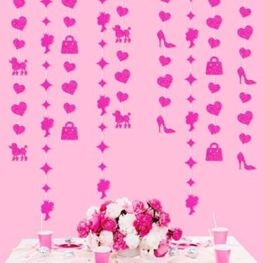 Imagem de lawfly Pacote Com 6 Guirlandas De Festa Baby Girls Rosa Choque, Decorações Penduradas Aniversário, Faixas Serpentina Para Despedida Solteira, Artigos Princesa, Decoração Tema Boneca