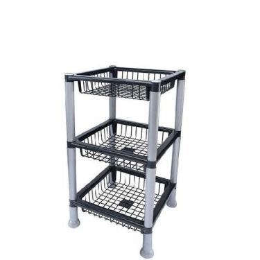 Imagem de Cesto Fruteira Prateleira Plástico 3 Andares Multiuso - Plasnew