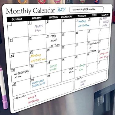 Imagem de Akozon Calendário de Quadro Branco Magnético Reescrito - Planejador de Geladeira Mensal e Quadro de Mensagens para Organizar Horários Familiares