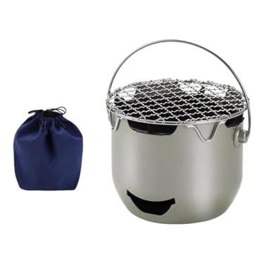 Imagem de menolana Fogão de acampamento com grelha, mini forno portátil para acampamento, queimador externo para assar, fazer chá, utensílios de cozinha para caminhadas, Verde Oliva