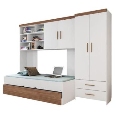 Imagem de Dormitorio Modulado Infantil Chiara MDF MDP Branco Carvalho Pheonix Ba