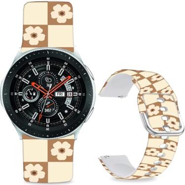 Imagem de Sjiangqiao Pulseiras estampadas com padrão compatível com Samsung Galaxy Watch de 46 mm/Watch 3 de 45 mm/Gear S3 Frontier/Classic/Pebble Time/V, pulseira de silicone de 22 mm para homens e mulheres