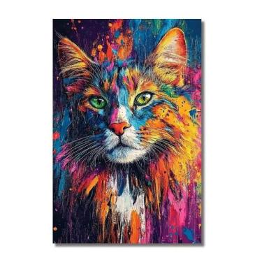 Imagem de Colorido Abstrato Animal Leão Gato Graffiti Arte Pintura Em Tela Carta
