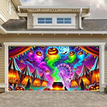 Imagem de HOMETITUTE Capa de porta de garagem de Halloween 4 x 1,8 m, faixa de parede de zumbi, ninguém deixa mensagem sangrenta, decoração de garagem, cenário de terror, decorações de Halloween, pôster