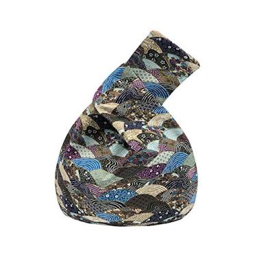 Imagem de BAR AUTOTECH Bolsa de pulso elegante de algodão com estampa japonesa, bolsa de mão, bolsa de lona portátil para mulheres, mulheres, Onda de leque azul, Cotton, Bolsa