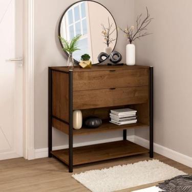 Imagem de Cômoda para Quarto Closet de Ferro Industrial 2 Gavetas 2 Prateleiras 