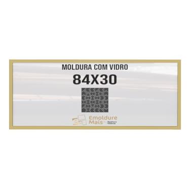 Imagem de Moldura para Quebra Cabeça Cabeca 84x30 750 peças Com Vidro para Quadro Puzzles Grow cor Dourada