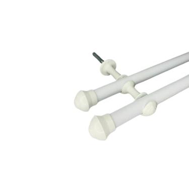 Imagem de Varão de cortina de Aço 2,0 metros Duplo 19mm fino Bastão de cortina Ferro Varão Duplo(Branco)